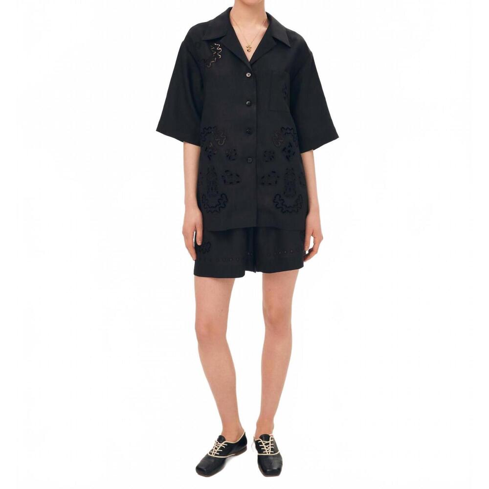 NEW GUNIA PROJECT petra embroidered shirt in black